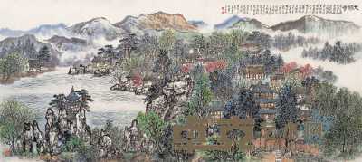 吴一峰 1990年作 大明寺 横幅 68×151cm
